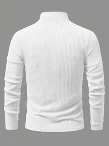Manfinity Homme 男士纯色简约休闲长袖拉链T恤，男士毛衣上衣，男士保暖内衣，男士高领衫，男士高领四分之一拉链衫，适合日常休闲、周末旅行、户外活动、探险旅行、轻松的工作环境或半正式场合，也是送给男友/丈夫、周年纪念/生日、派对、圣诞节、新年、婚礼等场合的理想礼物。 - 白色 - 查看 2