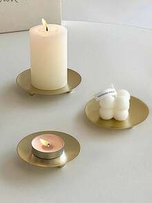 Madebyblanc 1PC/2pcs/5pcs Gold/Black Decorative Iron Plate Candle Holder For Candles, Incense Cones, Spa, Wedding Jewelry Storage Tray, Room Decoration, Gifts - Gold - View 6
