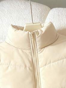 SHEIN 少女冬季保暖连帽拉链背心外套