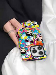 THE POWERPUFF GIRLS X SHEIN 这款飞天小女警二合一手机壳采用TPU+PC材质，具有防震磨砂质感。精美的印花图案能有效保护您的苹果14/15、16/17 Pro Max手机。 - 彩色 - 查看 3