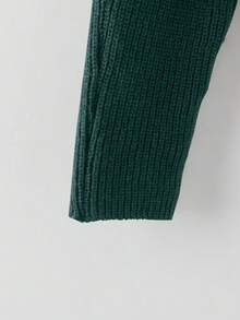 GlowEve Conjunto casual de 2 piezas de suéter de manga larga con bajo asimétrico de unicolor y pantalones de pierna ancha para mujer - Verde - Ver 4