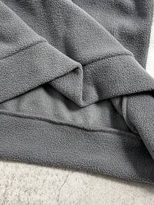 Coolqubz 1 件青少年男孩休闲街头服饰撞色拼布羊毛圆领套头衫，带图案印花，适合街头风格 - 灰色 - 查看 8