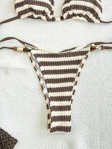 Swim Mod Bộ đồ bơi bikini hở lưng đính hạt họa tiết 2 mảnh kèm dây buộc bên hông gợi cảm dành cho nữ, trang phục du thuyền đi biển thời trang - Nhiều màu - Xem 5