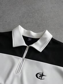 PAVTROS Men's Fashion Striped Long Sleeve Casual Loose Polo Shirt.Streetwear,Friends,Matching,Baggy,For Men,Graphic,Japanese Style,Unisex,I Love My Girlfriend - Black and White - View 6