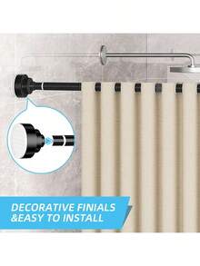 Madebyblanc [流行] 1 件可调节张力窗帘杆，螺旋设计，双端可调节，塑料底座，不锈钢材质，适用于浴帘、窗帘、衣柜、阳台晾衣绳等。 - 颜色：银色、黑色、白色、灰色家居浴室装饰秋季装饰浴室配件返校