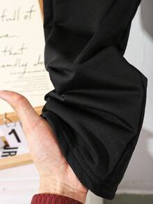 SHEIN Vacaura Tween Boys' Casual Solid Color Drawstring Waist Sweatpants Fall Winter - Black - View 4