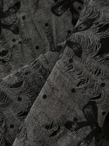 SHEIN Unity 1 件女士灰色休闲通勤纹理面料印花抽绳松紧腰口袋简约裤，时尚 - 灰色 - 查看 3