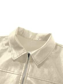 Manfinity LEGND Men's Short Leather Jacket - Beige - View 4