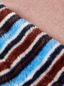 1 pièce Combinaison pour chien à col montant en peluche douce et élastique, style classique à rayures contrastées de couleur, style universitaire, convient pour l'automne/l'hiver - Multicolore - Voir 6