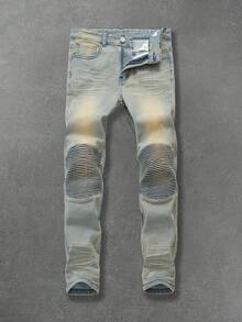 SHEIN Coolqubz Tween Boy Street Urban 重度水洗松紧腰平口袋牛仔裤