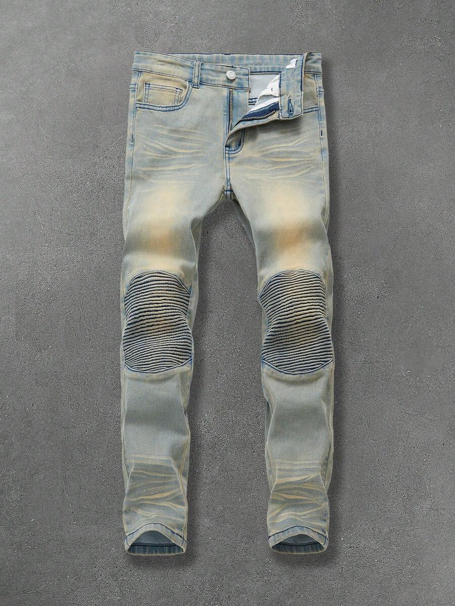 SHEIN Coolqubz Tween Boy Street Urban 重度水洗松紧腰平口袋牛仔裤