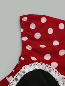 Sweetra Robes courtes mignonnes et douces avec bordure en dentelle en forme de cœur, tailles plus - Rouge - Voir 4