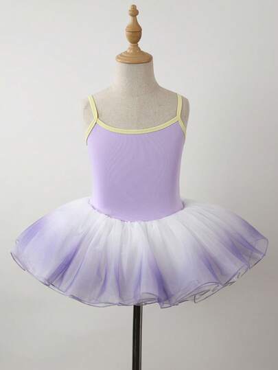 Young Girl New Purple Criss-Cross Back Leotard Dress For Dance Performance & Ballet