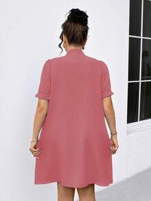 DreamSkyne 大码女式珍珠蝴蝶结装饰连衣裙 - 粉色 - 查看 5