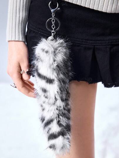 Goth 1 قطعة ذيل حيوان وثيرة بتدرج أسود وأبيض على طراز Y2K الرجعي الأنيق، مناسب للكوسبلاي والاستخدام اليومي للنساء وكهدية للمناسبات، سواء بنمط النمر أو الزرافة أو الزيبرا، قلادة حقيبة