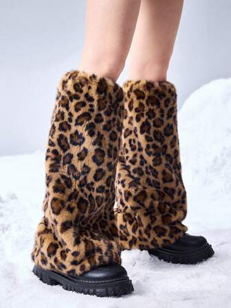 Grunge Punk 1 Paar Leoparden-Muster stilvolle und warme Beinwärmer für Frauen