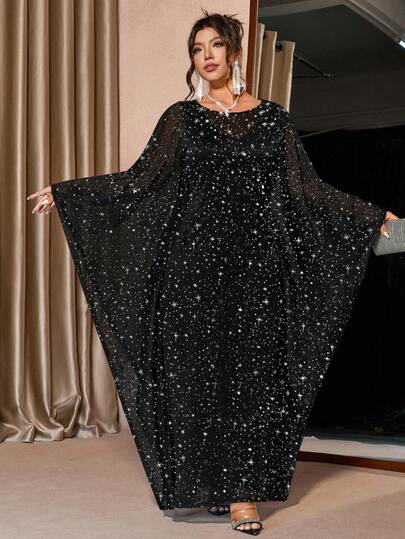 Cravure Plus Size Women's Luxury Sequin Embellished Sleeveless Vest Outerwear, Elegant For Party, Banquet, And Events, Slimming And Elongating Two Pieces Set