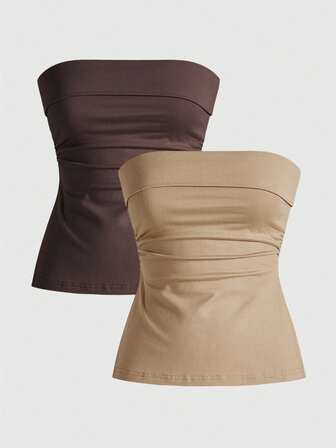 Grunge Punk Sexy Multi-Piece Black & White Solid Color Split Hem Women Tops