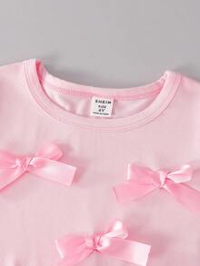 SHEIN Genkimix Kids 女童经典休闲宽松纯色圆领长袖T恤，舒适时尚，适合旅行、春秋季穿着。 - 彩色 - 查看 6