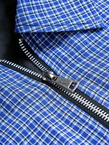 TOKVUE 大码男士休闲畅销新款蓝色拉链夹克，适合所有季节和日常穿着，大码外套，拍照好看，送给男友/老公的完美礼物，男士休闲，男士街头风，宽松款。品牌：我爱我的男友，图案 - 藍色 - 查看 8