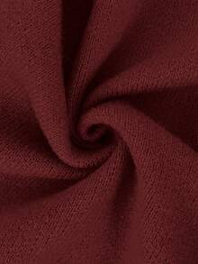 Franclia 女士优雅纯色罗纹高领修身长袖拉链上衣搭配弹力腰显瘦喇叭腿针织衫两件套，冬季 - 酒紅色 - 查看 5