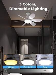 Ceiling Fan With Light And Remote Control, 40 W Dimmable LED Ceiling Fan With E27 Socket, Ceiling Fan For Bedroom, Living Room, 6 Blades, 3 Speed, Timing