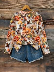 EMERY ROSE Plus Size Vintage Casual Jacquard Embroidered Fitted Long Sleeve Knit Pullover Sweater - Multicolor - View 2