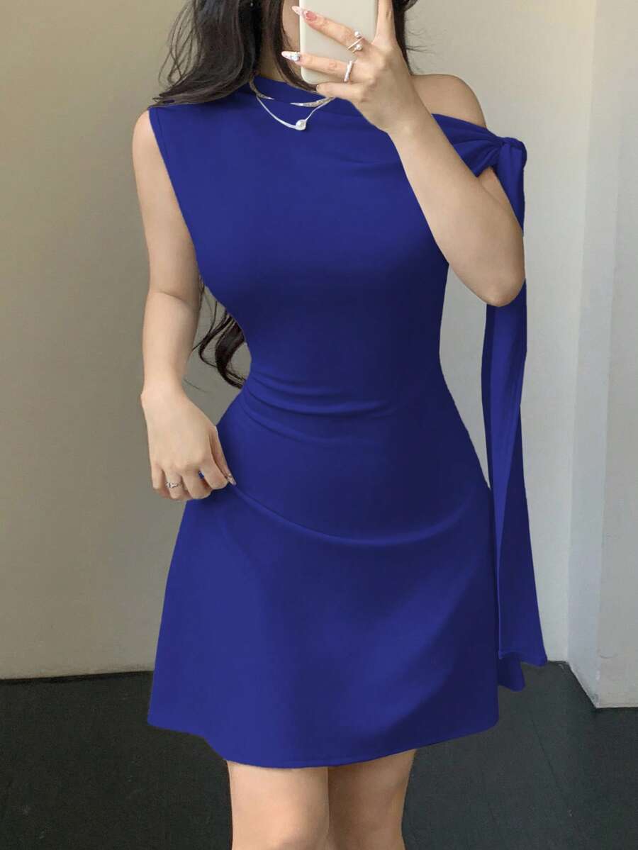 Celisse 女士不对称系带腰部短裙 - 寶藍色 - 查看 1