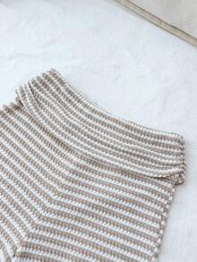 Teenage Girl Jacquard Knit Casual Slim Fit Pants In Khaki - Khaki - View 4