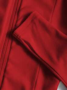 INAWLY Chaqueta ligera roja para mujer, estilo casual de calle, chaqueta bomber de ajuste ceñido con cremallera y manga larga, para otoño - Rojo - Ver 4
