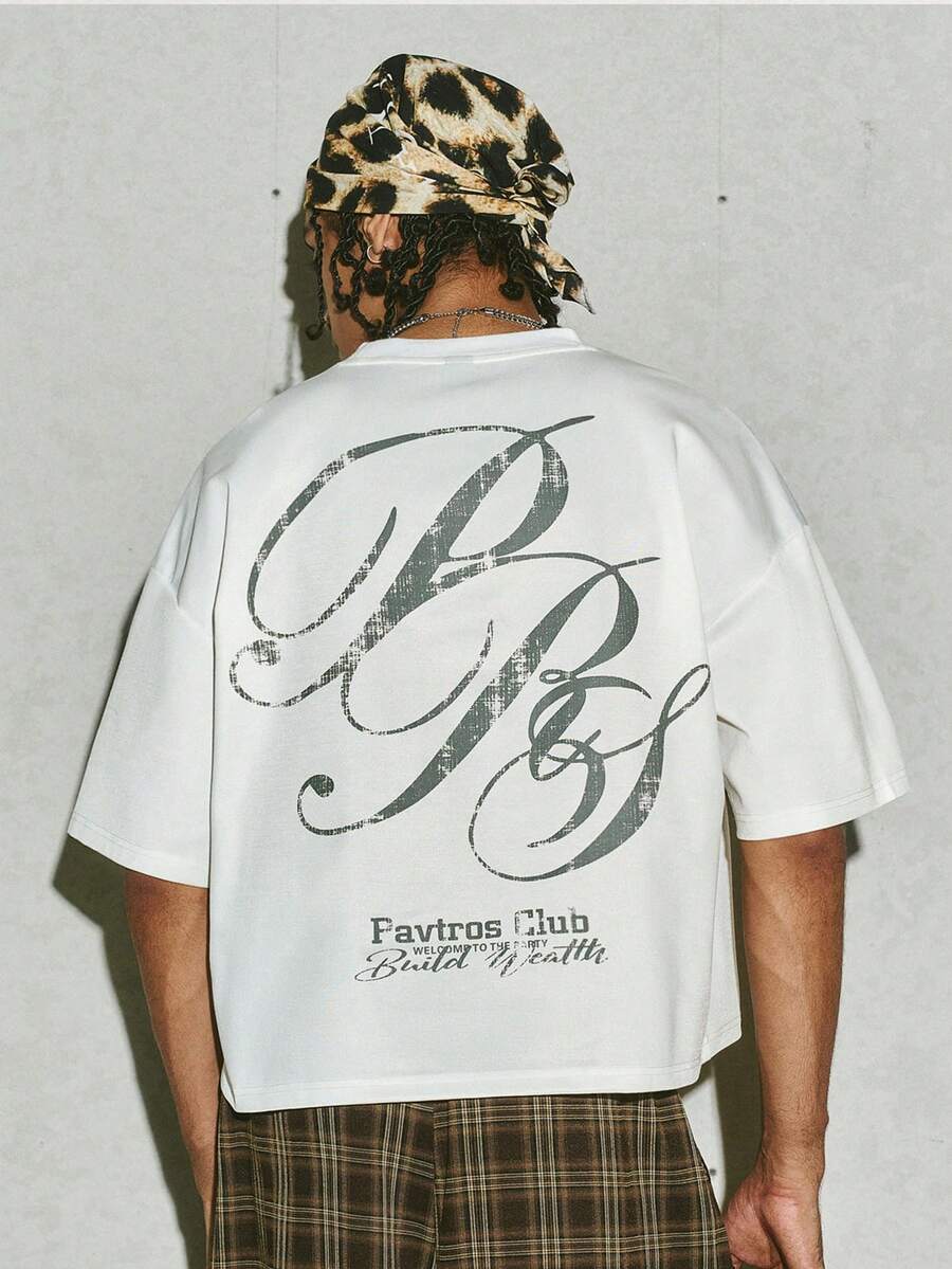 PAVTROS Maglietta a girocollo a maniche corte comoda e di moda con stampa per uomo - Bianco - Visualizzare 1