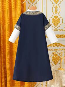 2pcs/Set Young Boys Short Sleeve Jacket And Long Sleeve Half-Placket Shirt Set - Multicolor - View 2