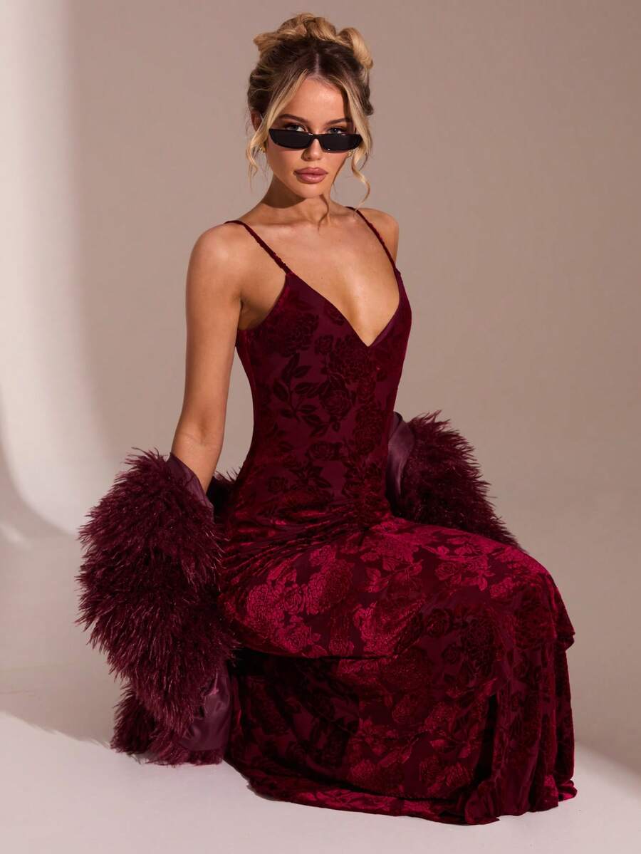 Glamine Vestido de tirantes con volantes elegantes y tela suave para mujeres