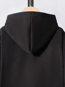 SHEIN Tween Boys Gothic Font Print Sweatshirt, Collegiate Style - Black - View 5