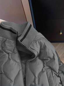 Franclia 欧美时尚撞色拼接针织菱形图案羽绒服，女士户外羽绒服，带口袋，秋冬款