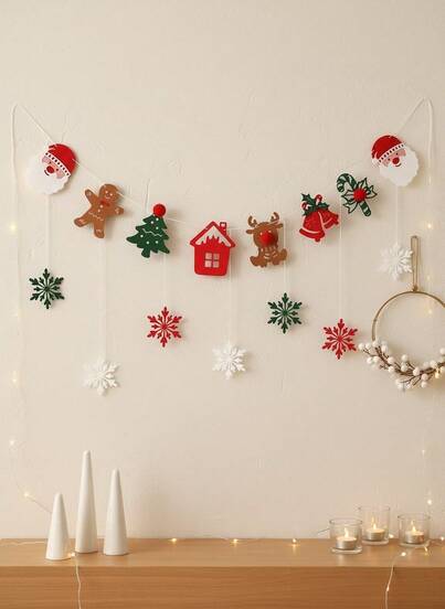 Cirelle 1 套/包圣诞派对背景悬挂装饰可爱雪花装饰花环，圣诞节