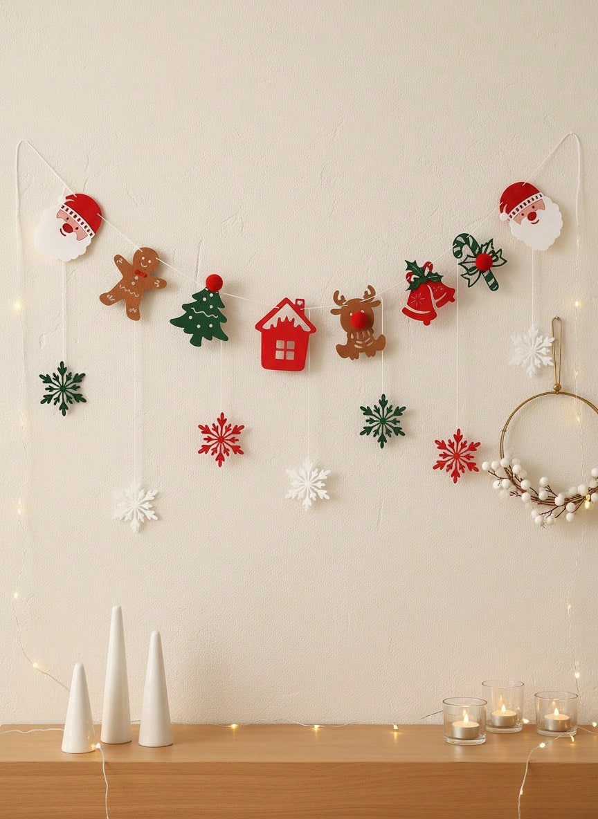 Cirelle 1 套/包圣诞派对背景悬挂装饰可爱雪花装饰花环，圣诞节