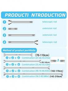 Madebyblanc [流行] 1 件可调节张力窗帘杆，螺旋设计，双端可调节，塑料底座，不锈钢材质，适用于浴帘、窗帘、衣柜、阳台晾衣绳等。 - 颜色：银色、黑色、白色、灰色家居浴室装饰秋季装饰浴室配件返校