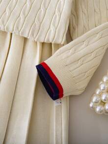 Souflis Souflis 刺绣优雅针织连衣裙套装，居家、外出、聚会皆宜 - 米色 - 查看 6