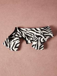 PETSIN Pawparrel 1件宠物秋冬时尚经典黑白斑马纹印花双面毛绒保暖弹力舒适狗狗高领连体衣