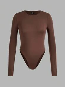 SHEIN EZwear 3件套休闲圆领长袖修身连体衣，适合春、夏、秋季穿着。