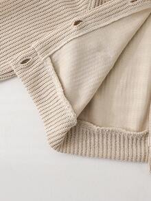 Elladie kids Girls' Casual Everyday Knit Cardigan Jacket With Bow, Paired With Plaid Skirt, 2 Pieces Outfit For Autumn/Winter School Season, Waffle Texture, Collegiate Style - Multicolor - View 8