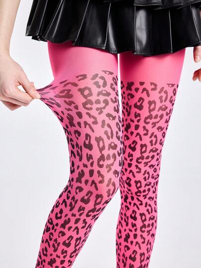 Goth 1 Paar dunkel leopardenmuster Strumpfhose, geeignet zum Kombinieren mit Röcken, ganzjährig