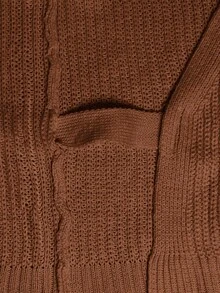 SHEIN MOOSTA Áo khoác cardigan buộc chéo phía trước đơn sắc tối giản thời trang hàng ngày đa năng dành cho nữ - màu nâu - Xem 7