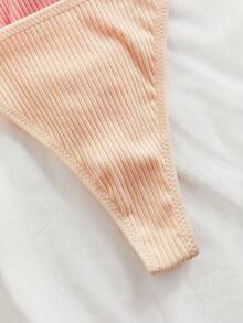 Eraneu 5pcs/Set Women's Minimalist Multi-Color Plus Size Thong Panties, Suitable For Summer - Multicolor - View 3
