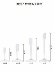 4个/1个装烛台，玻璃烛台，适用于锥形蜡烛，透明长烛台，可作餐桌中心装饰，烛台摆件，适用于活动、派对、婚礼招待会，玻璃锥形烛台，适用于各种蜡烛，是母亲节的最佳礼物 - 透明色 - 查看 20