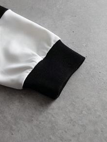 PAVTROS Men's Fashion Striped Long Sleeve Casual Loose Polo Shirt.Streetwear,Friends,Matching,Baggy,For Men,Graphic,Japanese Style,Unisex,I Love My Girlfriend - Black and White - View 5