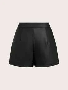 Franclia Women's Solid Color Minimalist Casual Shorts For Summer - Black - View 4