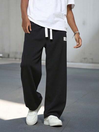 SHEIN Vacaura Tween Boys' Casual Solid Color Drawstring Waist Sweatpants Fall Winter