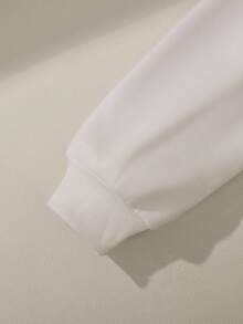 SHEIN Franclia 女式白色休闲图案两件套连帽衫套装 - 白色 - 查看 7